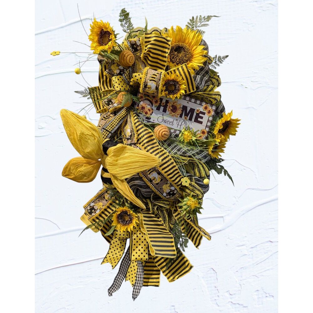 Custom Made "Home Sweet Home" teardrop design wreath